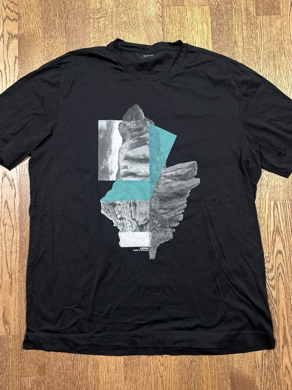 Z Zegna Graphic Print Black Cotton Short Sleeve T Shirt Mens 3XL
